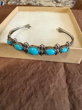 American West - Oval Turquoise Sterling Silver Cuff Bracelet